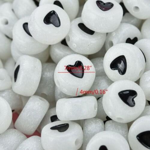 100Pcs Alphabet Acrylic Glow In the Dark Spaced Beads Luminous Letter Beads 7mm A0KD