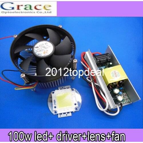 100W 100Watt High Power White/warm white LED Light + Heatsink Cooler+100W LED Driver+lens