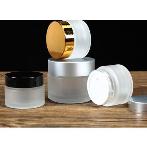12 X 5g 10g 15g 20g 30g 50g 100g Travel Cream Frosted Glass Jar Empty Cosmetic Balm Cosmetics Packaging Container Screw Cap