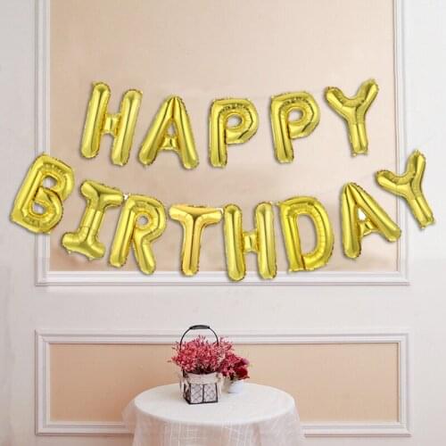 13pcs/set Gold Silver Happy Birthday Letters Foil Balloon Banners Birthday Party Wedding Anniversary Decors Baby Shower Supplies