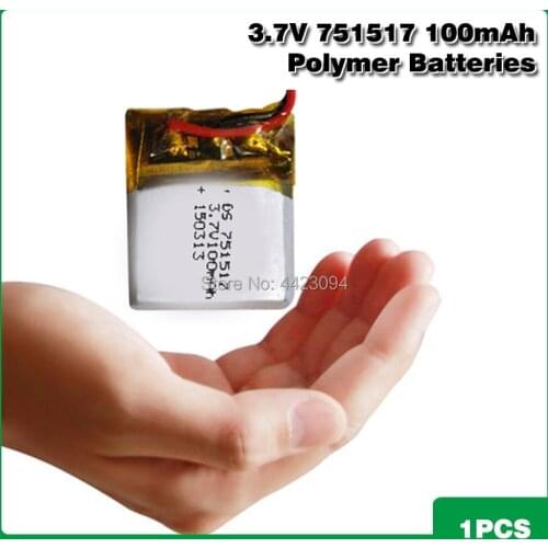 3.7V 100mAh Li-ion Battery 751517 Lithium Polymer Rechargeable Battery for MP3 MP4 bluetooth headset LED light recorder