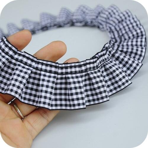40mm Black White Plaid Checked Lace Ribbon DIY Apparel Sewing & Fabric Garment Curtain Home Textile Decorative Lace Trim Tape