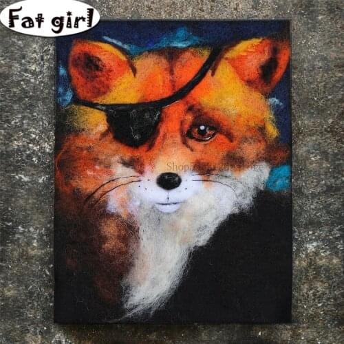 5D Animal Diamond Painting One-eyed Fox Cross Stitch Full Square Round Drill Embroidery Mosaic Rhinestone Living Room Decoration