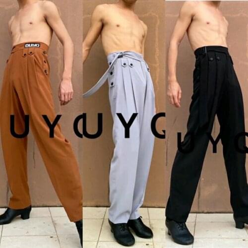 MenS Professional Latin Dance Pants Practice Clothes Modern Dancing Pants Loose Trousers Rumba Tango Latin Dance Wear DQS7378