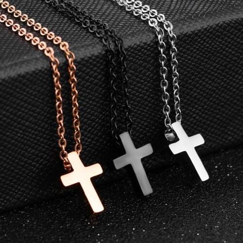 Christian Jesus Single Titanium Cross Necklace Stainless Steel Silver Color Prayer Choker Cross Pendants Men Women Jewelry
