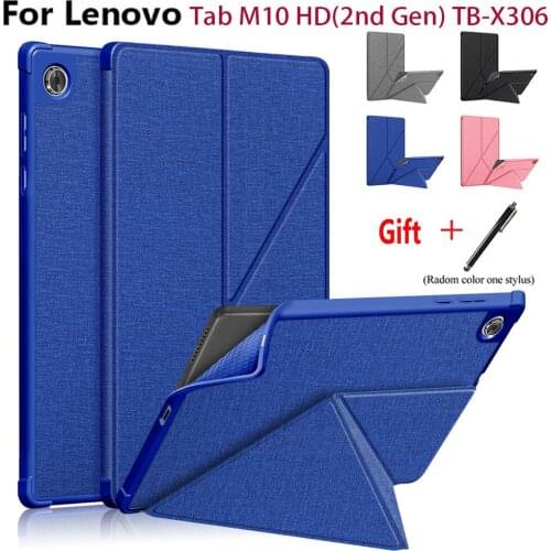 Case For Lenovo Tab M10 HD(2nd Gen) 10.1'' 2020 TB-X306 Tablet, Multi-angle conversion Stand Cover with Auto Wake/Sleep + Stylus