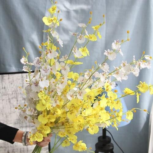 1pc 5 forks dancing orchid artificial flower simulation plastic Flowers living room home decoration dining table silk flowers