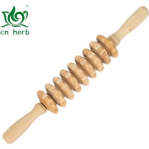 CN Herb Free shipping wooden muscle relaxation massager roller yoga stick stovepipe cervical spine roller massage stick