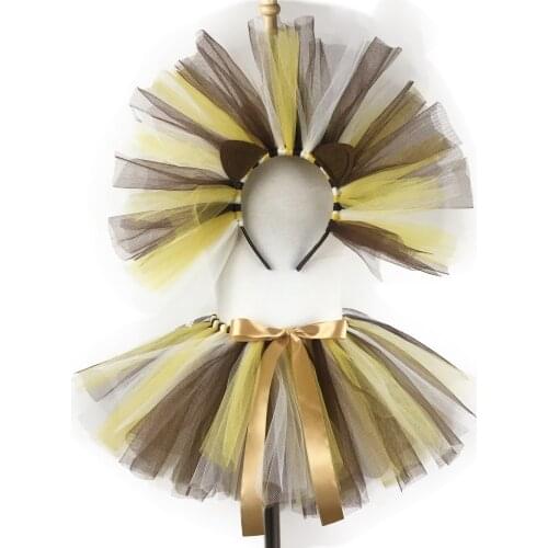 Baby Girls Lion King Cartoon Tutu Skirts Kids Tulle Ballet Pettiskirt Tutus with Hairbow Children Party Cosplay Costume Skirts