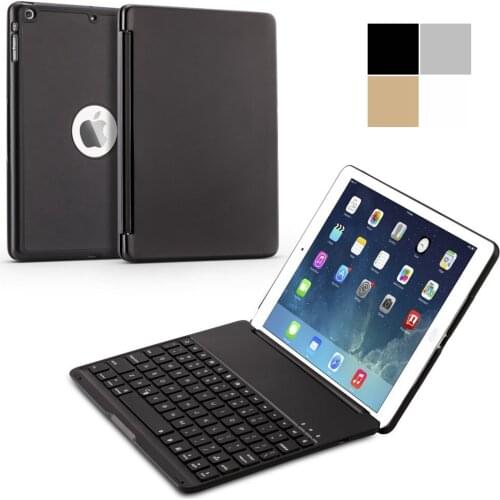 For iPad 5 iPad Air Slim Smart Clamshell 7 Colors LED Backlight Backlit Aluminum Wireless Bluetooth Keyboard Case Stand Cover