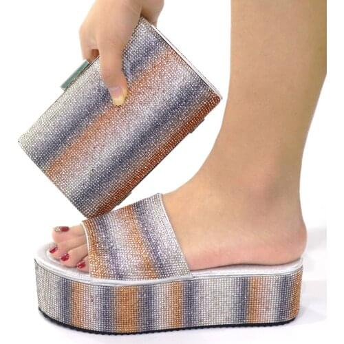 Doershow beautiful style Italian Matching Shoes And Bag Set African Style Ladies Shoes And Bag To Match For Wedding Dress!HBA1-5