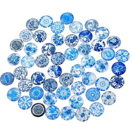 DoreenBeads Glass Dome Seals Cabochon Round Flatback At Random Porcelain Flower Pattern 12mm( 4/8") Dia, 10 PCs Hot new