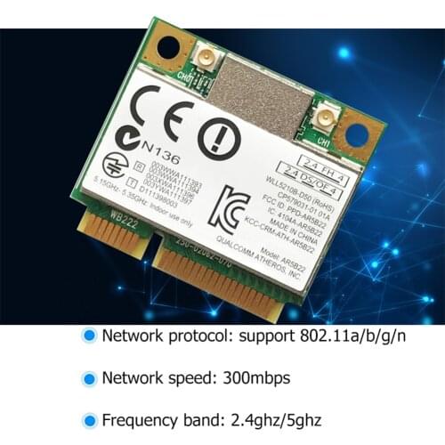 Dual band 300Mbps Wifi AR5B22 Wireless Half Mini PCI-E WLAN 2.4G/5Ghz Wi-Fi + Bluetooth-compatible 4.0 COMBO Lan Network card