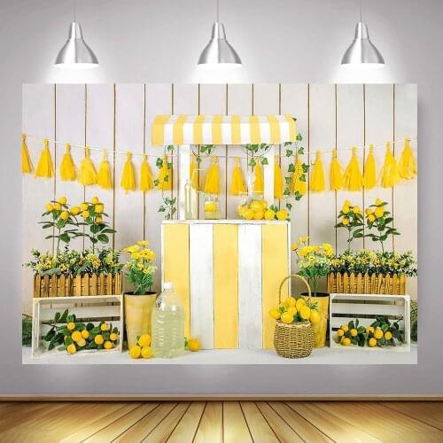 Lemon Fruit Party Photography Backdrop Photo Shoot Birthday Newborn Portrait Background White Wooden Baby Lemon Photocall