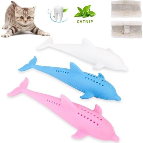 Pet Toys Cat Toys Fish Toothbrush Catnip Organic Silicone Fish Molar Stick Safe Non-Toxic Cleaning Teeth Decompression Boredom