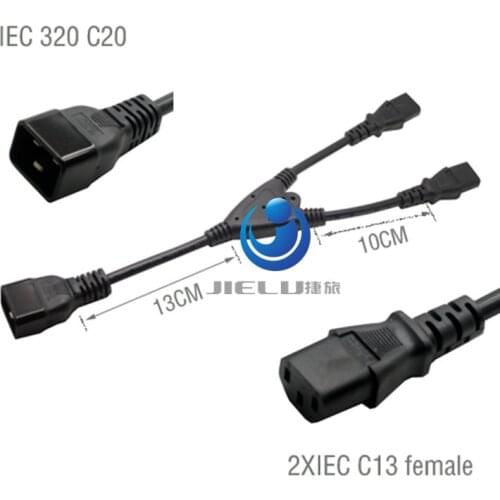 EC 320 C20 Male to 2 x C13 Female Y Splitter Cable ,C13 C20 Power Cord Server UPS Power Cable,32CM ,1 pcs