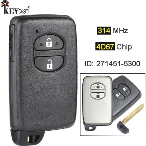 KEYECU 314.3MHz 4D67 Chip 271451-5300 Smart 2 Button Remote Car Key Fob for Toyota Prius Aqua IQ Ractis Belta Vitz Corolla Axio