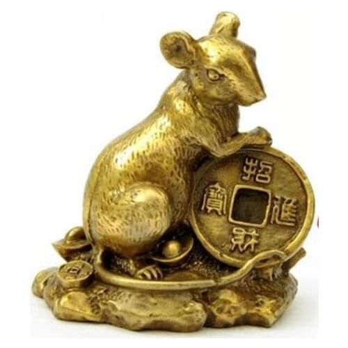 Chinese zodiac rat Brass small place A thriving business mouse copper money rat