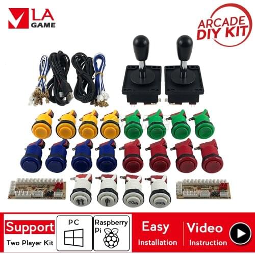 2 player diy kit controle arcade usb encoder to PC Rasberry PI 30mm 24mm sanwa button retropie arcade cabinet kit
