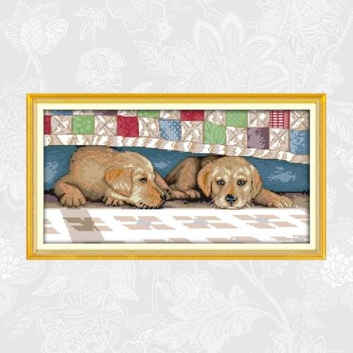 Dogs are resting cross stitch kit Aida 14ct 11ct count print canvas stitches handmade embroidery needlework sets