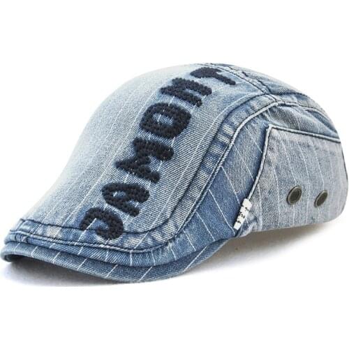 JAMONT Cowboy Flat Cap Vintage Denim Cloth Casual Peaked Beret Cap for Women Men 2018 High Quality Fashion Retro Jean Hat