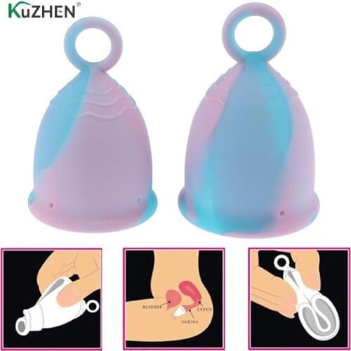 Medical Grade Soft Silicone Lady Period Colour Model Women Cup Reusable Cup 2 Sizes Random Color Menstrual Cup