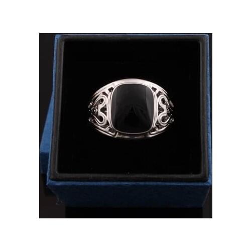 Oil man Retro Black Zircon rings jewelry E0299 mens personality