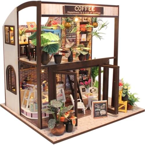 New Furniture DIY Doll House Wooden Miniature Doll Houses Furniture Kit Box Puzzle Assemble Dollhouse Toys For children gift