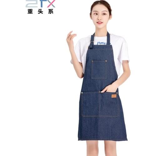 2020 Newest Hot Demin Cooking Kitchen Apron For Woman Men Chef Waiter Cafe Shop BBQ Hairdresser Aprons Bibs Kitchen Accessory