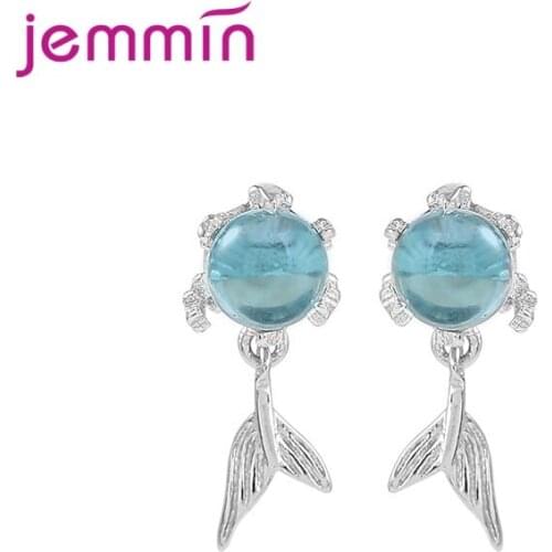 New Arrival 925 Sterling Silver Ocean Fish Tail Drop Dangle Earrinngs for Women Fashion Girls Gift for Girls Daughters Gift