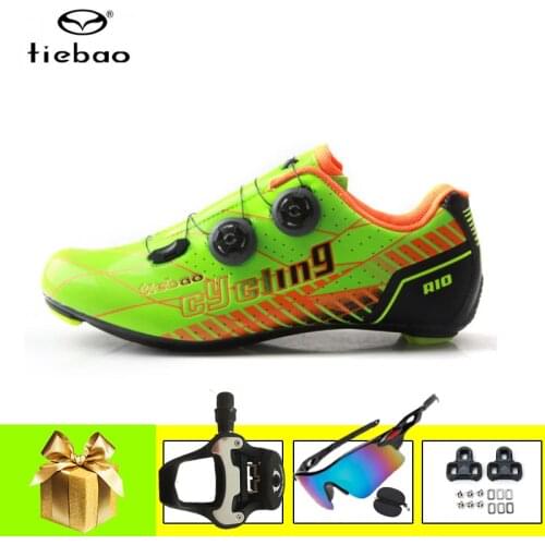 Tiebao Carbon Fiber Sole Cycling Shoes Road Women Men Sapatilha Ciclismo Breathable Self-locking Professional Riding Bicycle