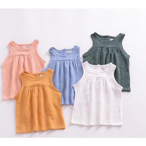 2019 Pure Color Girls Princess Dress Kids Baby Party Cotton Tank Tutu Shirt Dresses