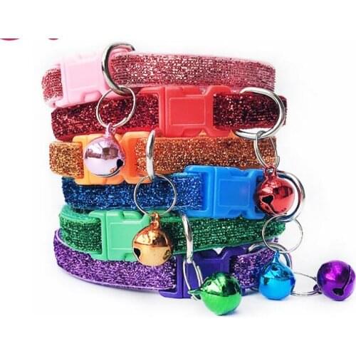 Wholesale 100 Pcs Delicate Adjustable Pet Dog Collar For Puppy Kitten Neck Strap with Bell Cat Face Button Collars For Dog