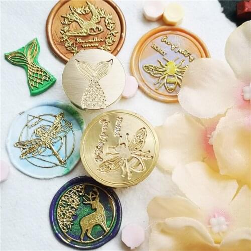 Seal Wax Stamp Cute Sellos Mr.Rabbit elk Christmas Snow Deer Sika deer Mermaid Tail dragonfly Swallow Crown Bee honeycomb stamps