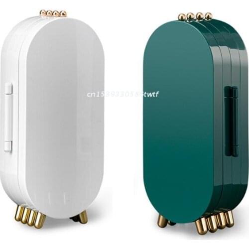 Plastic Large Jewelry Box Organizer 4 Fan Jewel Storage Case Necklace Earrings Ring Mirror Display Desktop Jewel Holder Dropship