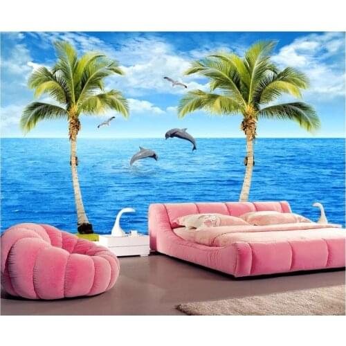 Custom photo 3d wallpaper Romantic Aegean Sea Dolphin Lovers Coco home decor living room 3d wall murals wallpaper for walls 3 d