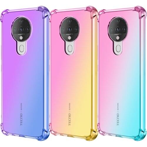 Airbag Shockproof Soft Silicone Phone Case For Techno Spark 6 GO 5 4 Camon 12 15 Air Case Gradient Transparent TPU Cover Capa