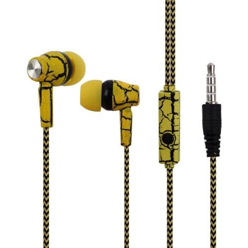 3.5mm In-ear Crack Wired Headphones Sports Headsets Music Bass Stereo Earphones with Built-in Microphone for IOS Android Phones