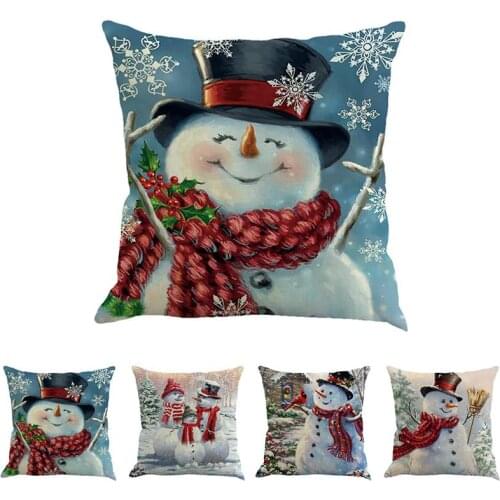 Christmas Decoration Cushion Cover Cartoon Elk Santa Cushion Cover Christmas Pillow Case Linen Decoration Pillow Home Decoration