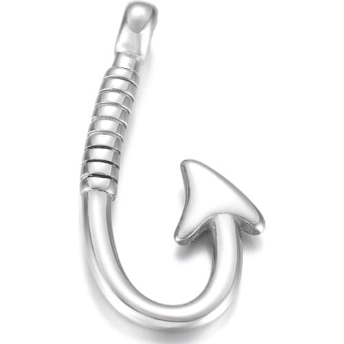 316L Stainless Steel Fishhook Polished Bracelet Hook Connector Closure Necklace Pendant Hole 4mm DIY Accessories Jewelry Making