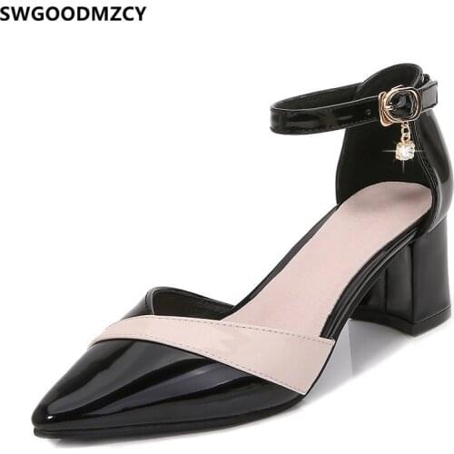 High Heels Sandals Women Pumps Women Sandals Summer 2021 Female Shoes Woman Square Heels Luxury Brand Shoes Women Patent Leather