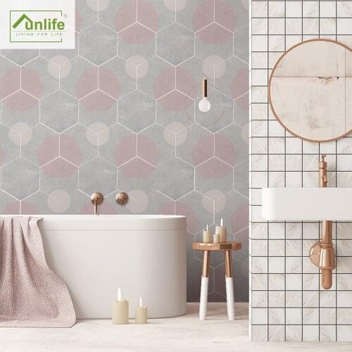 Funlife Hexagon Tile Stickers Floor Stickers Self-Adhesive Waterproof Wall Stickers decalsfor Hotel Bathroom Kitchen Furniture