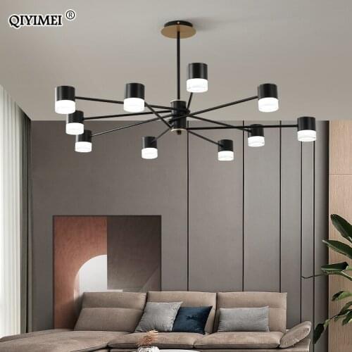 Modern LED Chandelier Lights For Living Dining Room Bedroom Lighting Iron Gold Black Lamps Adjustable Body Height 6 8 10 Heads