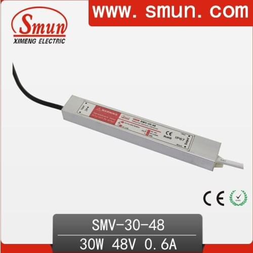 30W 48V 0.6A Outdoor Waterproof IP67 Switching Led Driver Led Power Supply With CE RoHS SMV-30-48