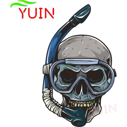 Horror Diving Skull Head Car Sticker Personality Motorcycle Accessories PVC Bumper Graphic Decoration Waterproof Decal 17*10cm
