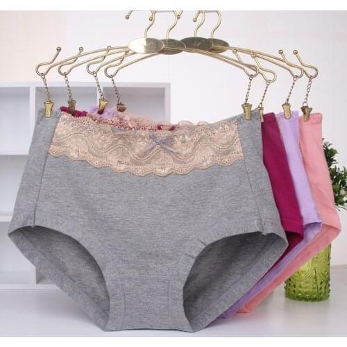 Pure Cotton Womens Panties Large Waist Lace Lovely Womens Underwear Briefs Popular Wholesale