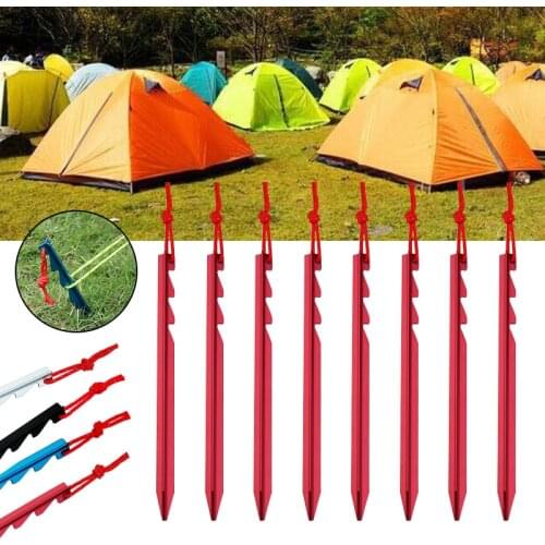 10Pcs/set Outdoor Camping Adjustable Tent Nail Portable Travel Hiking Stake Pegs with Rope
