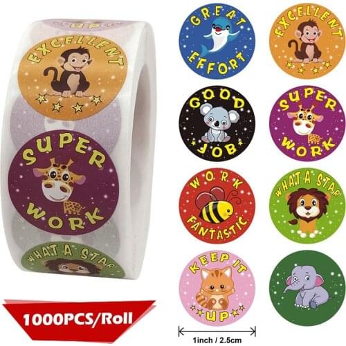 1000pcs School Stickers 1 Inch Teacher Supplies for Classroom, Potty Training Stickers, Motivational Stickers