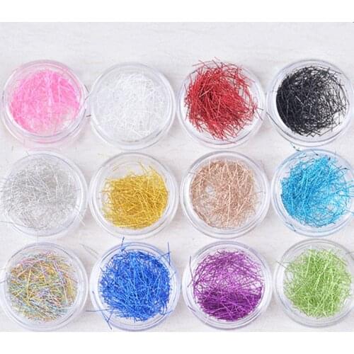 12 Pcs/set Mixed Color Grid Thin Line Metal Wire Epoxy Filling Material Mold Crafts Making for Mini New Nail Art DIY R58E