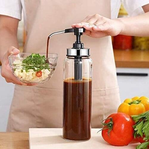2 Pack Olive Oil Dispenser Glass Bottles for Ketchup Salad Dressing Honey Sauce Squeeze Bottles for Kitchen BBQ 300Ml